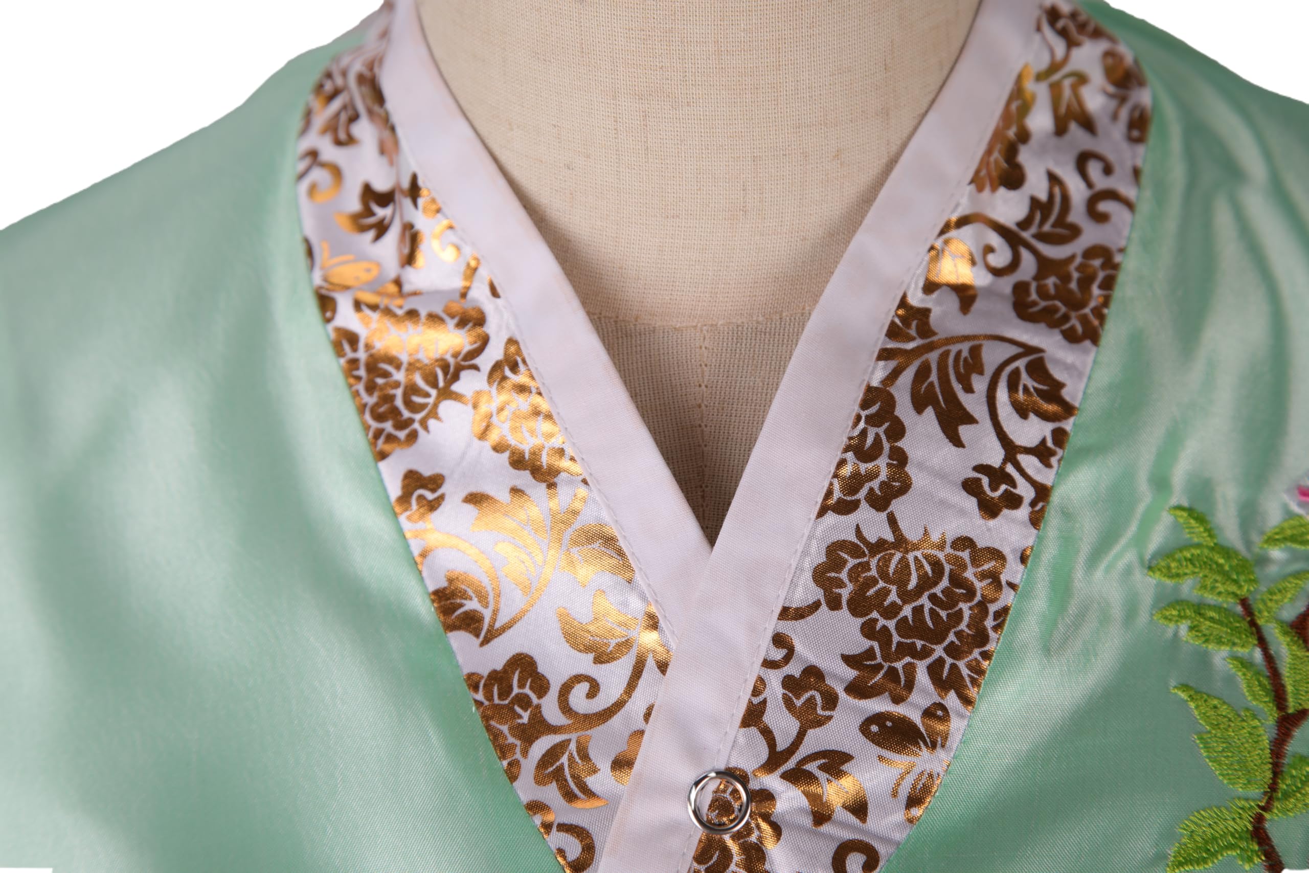 Hanbok tradicional coreano para mujer, vestido de manga larga con bordados florales