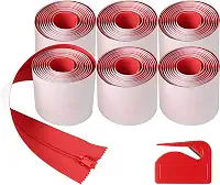 CALPALMY (Pacote com 6) Zíper protetor de poeira resistente - Zíper de porta instantâneo autoadesivo - 1,8 m de comprimento x 7,6 cm de largura Rolo de zíper de dupla face vermelho - Inclui acessórios