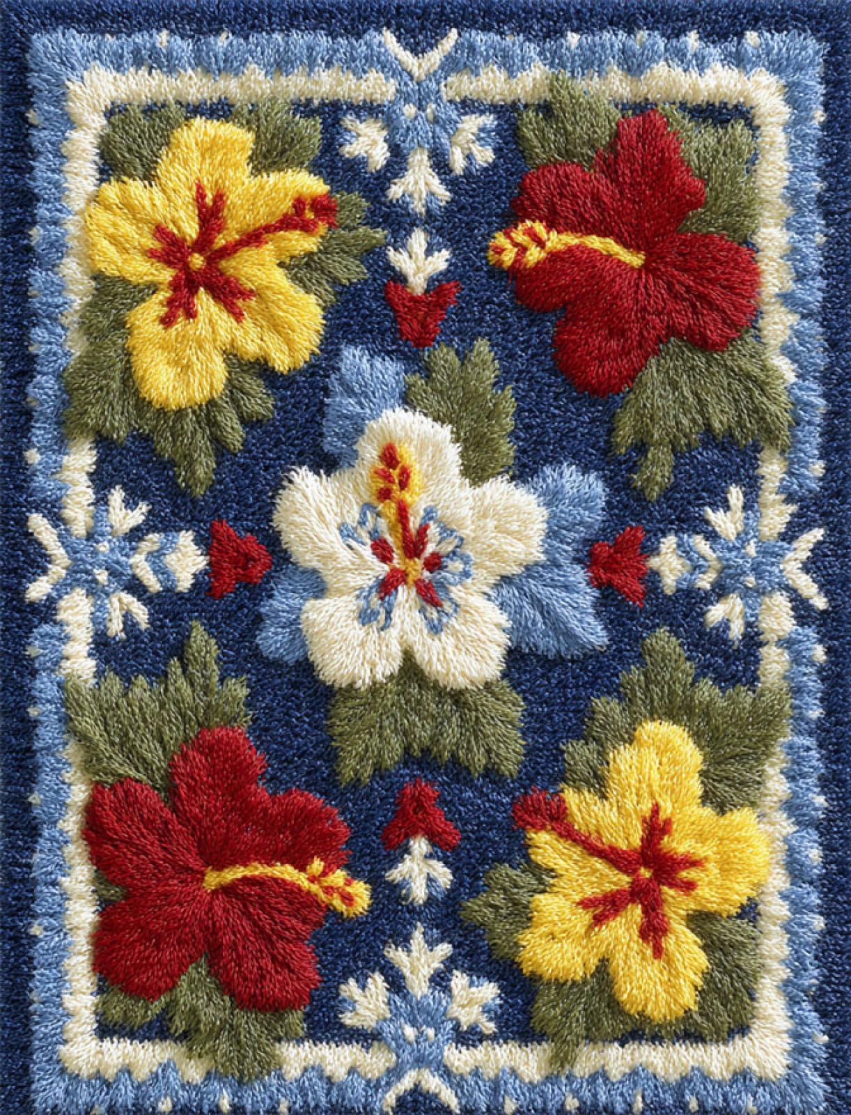 Wallphantom DIY Kit Alfombra Gancho De Pestillo,Flores y hojas,Kit De Ganchillo Para Principiantes,Fabricación De Alfombras,Needlework Crafts Rug for Home Decor,80x115cm