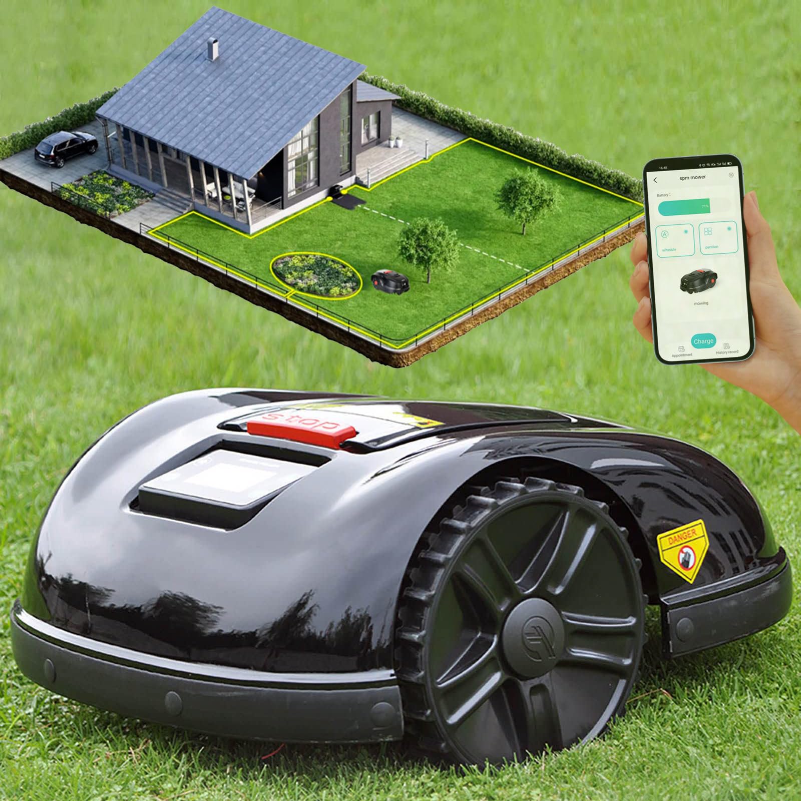Smart Weeder - Wifi Remote Control + Anti-Theft + Automatic Charging + Awning, Rechargeable Lawn Mower - 2600㎡Mowing Range, Used For Back Garden/Lawn Care