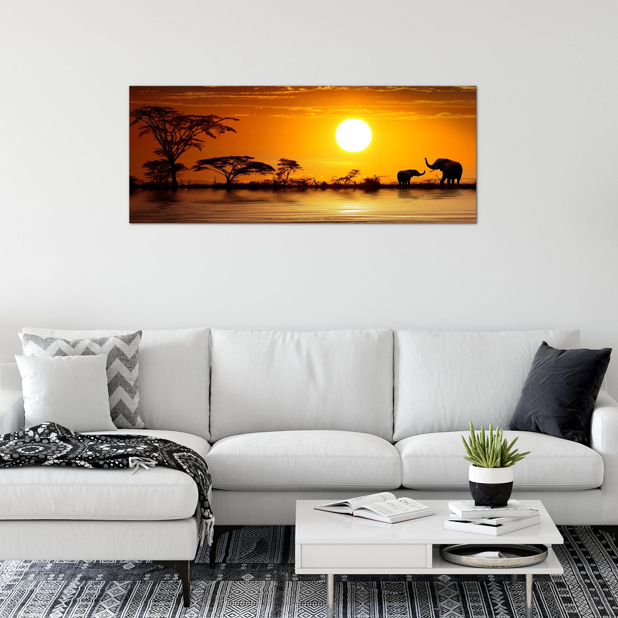 Runa Art Quadro Moderno Elefante Astratto Su Tela Non Tessuta Verde Per Soggiorno 037512b