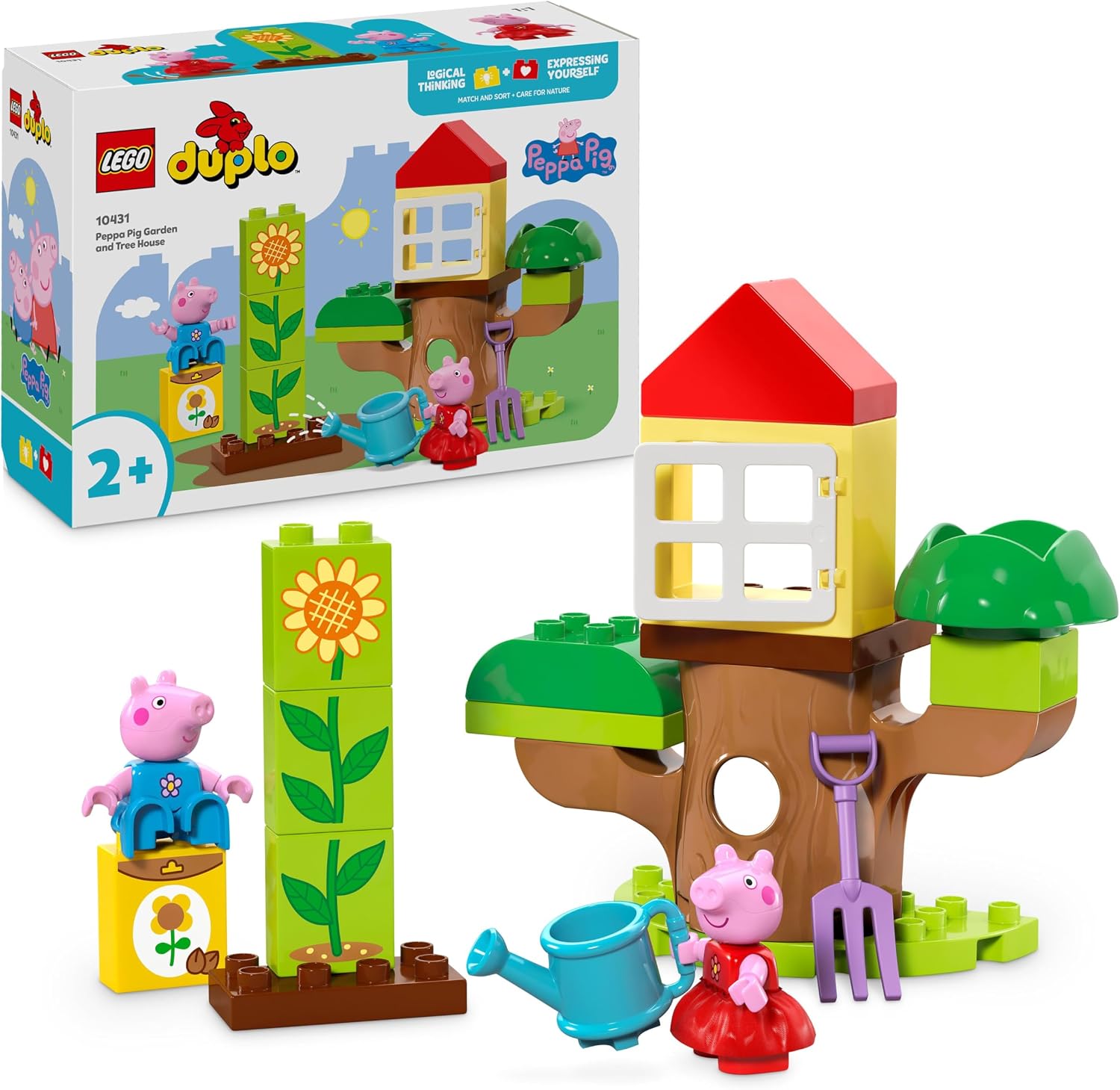 LEGO DUPLO Peppa Pig Bahçe ve Ağaç Ev 10431-2 Yaş ve Üzeri Çocuklar için Peppa Pig Minifigürü İçeren Eğitici Oyuncak Yapım Seti (20 Parça)