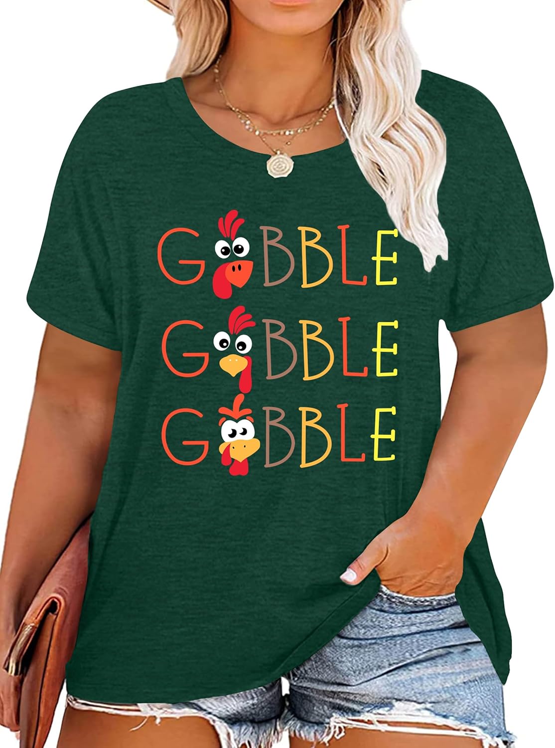 Plus Size Thanksgiving Shirts for Women Gobble Till You Wobble Shirt Turkey Tshirt Thankful Tops