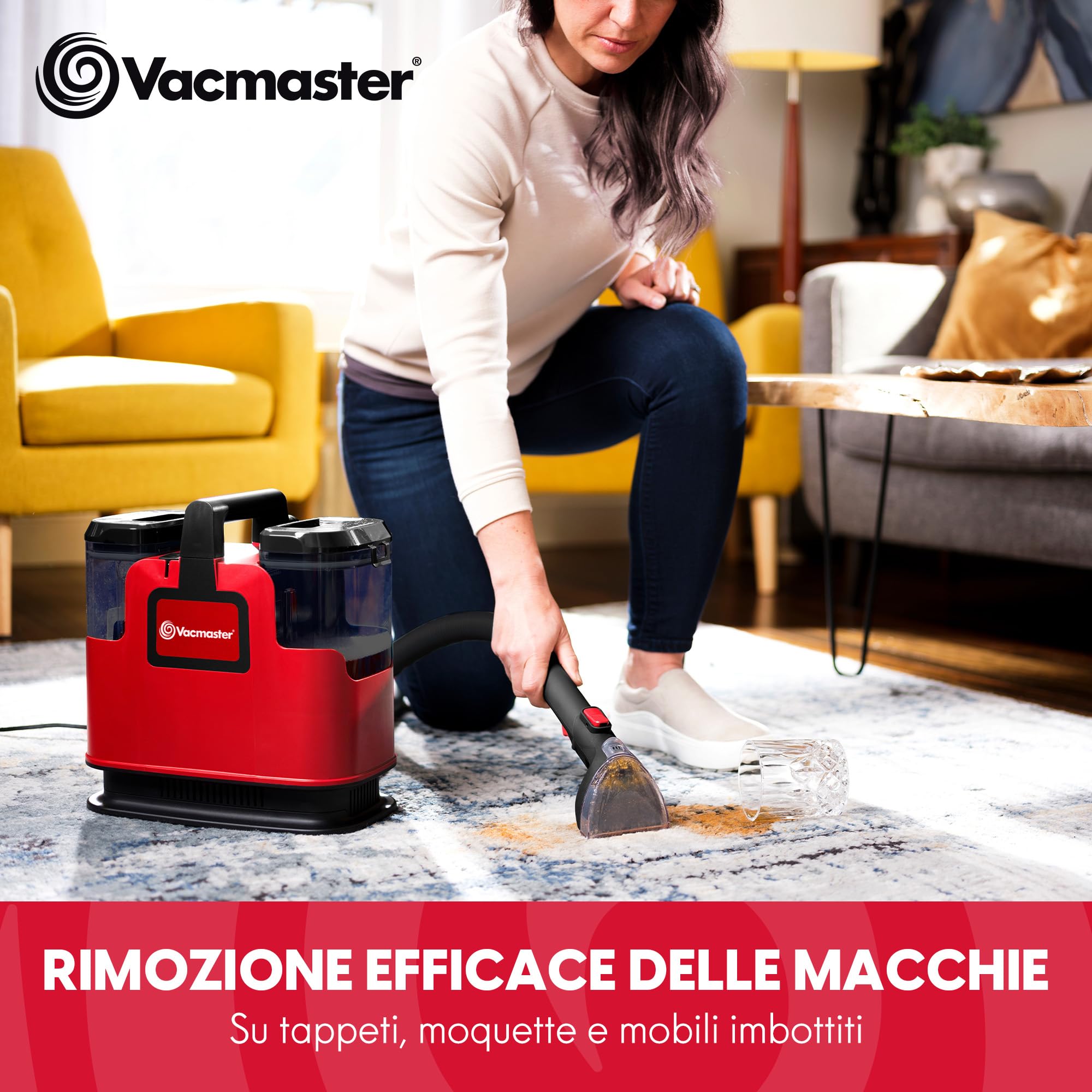 Vacmaster Lavatappeti Aspirapolvere Tessuti Divani-15Kpa Lava Tappezzeria Asciuga e Aspira Acqua Pulitore per Divano Tappeti Moquette Tappezzeria Scale e Auto Pulisci Lavadivani