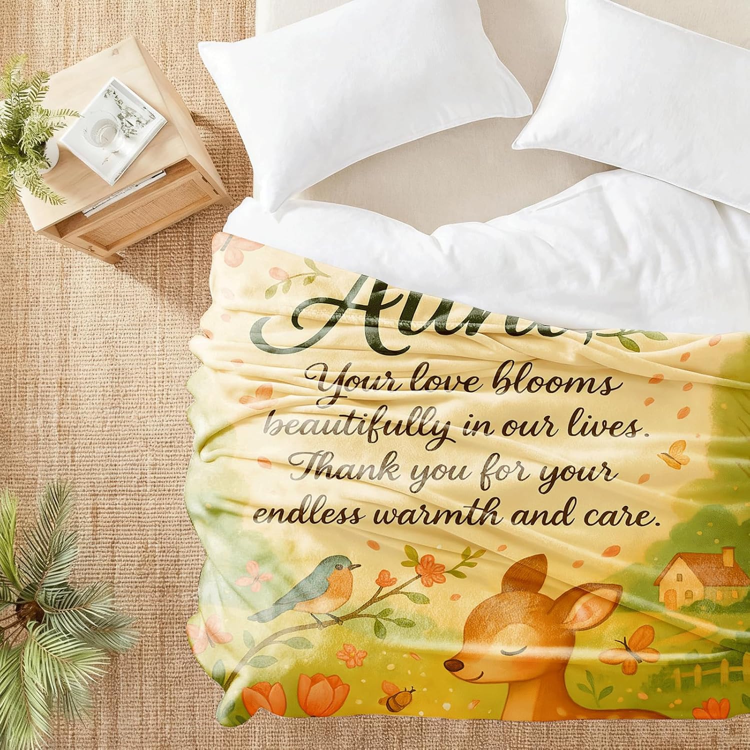 Aunt Gifts Blanket - Birthday Gifts for Auntie from Niece, Woodland Deer Floral Flannel Throw, Sentimental Cozy Auntie Gift, Best Aunt Ever Gifts for Women (60"x50") - Image 4