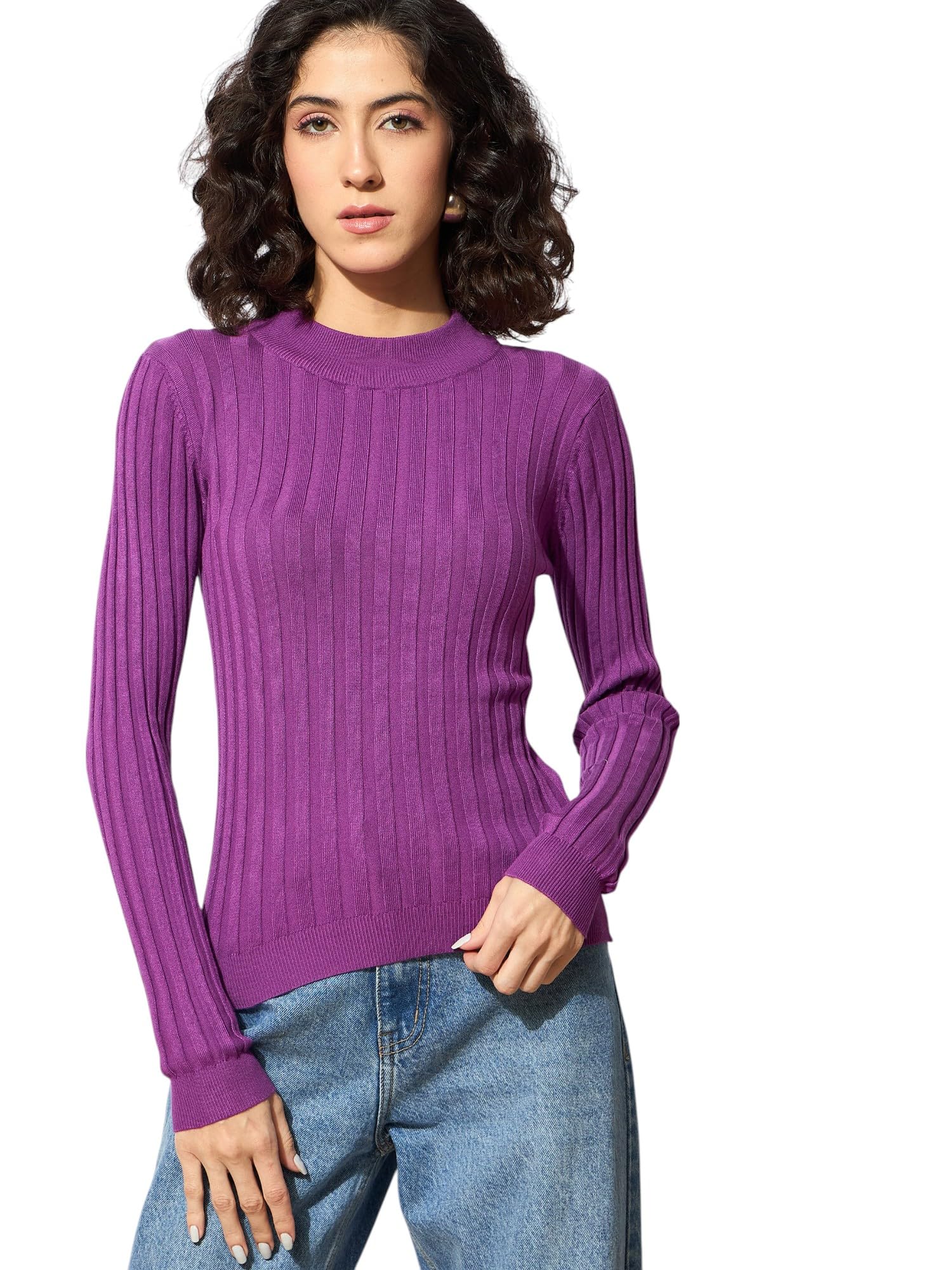 sassafras Women Rib High Neck Full Sleeves Sweater-picture-18