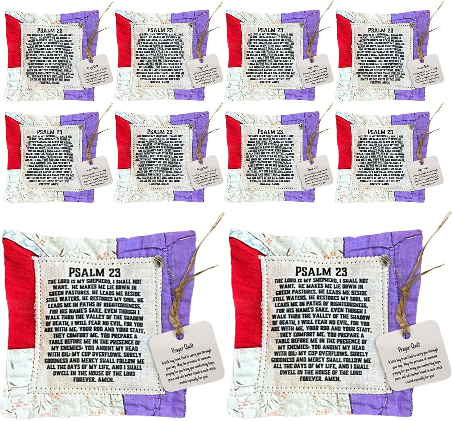 Vintage Prayer Quilt Squares, Handmade with Cross Inside, Symbolism Poems Quilts(A,8)