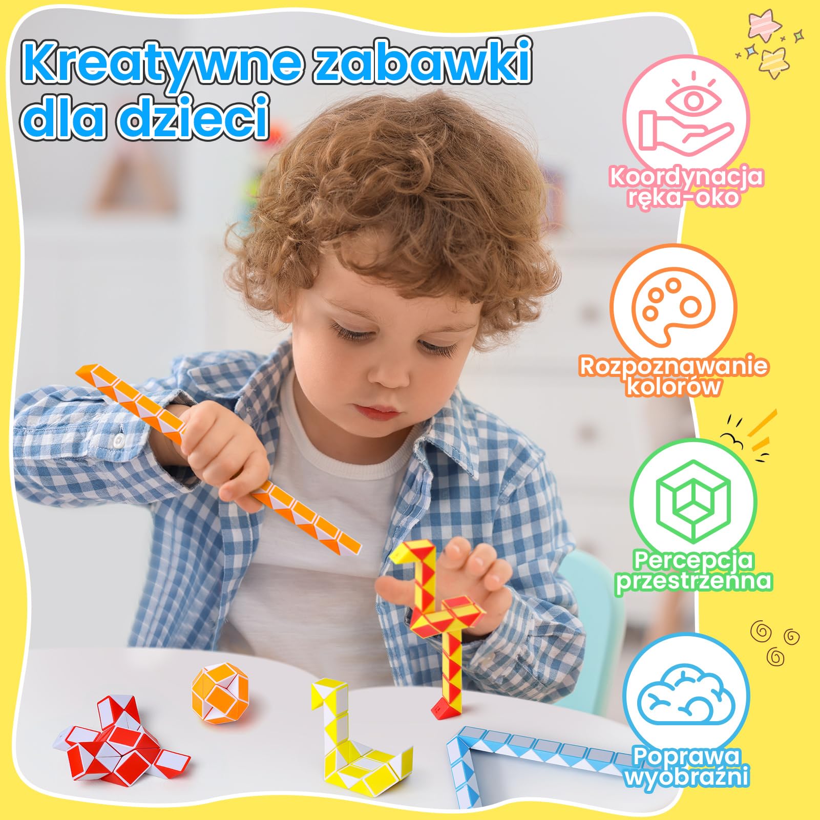 Magiczna kostka węża, zestaw 10 sztuk, 24 bloki, kostki prędkości węża, wypełniacz torebek imprezowych, zabawka do obracania puzzli, prezenty na imprezę dla dzieci (kolor losowy)