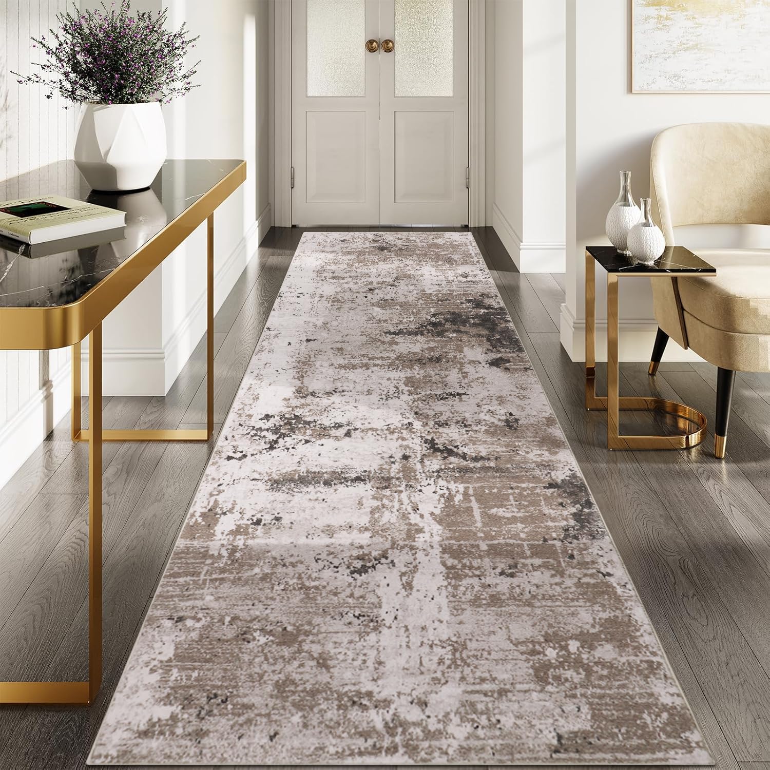 Tapis de passage antidérapant et lavable en machine Cekene beige