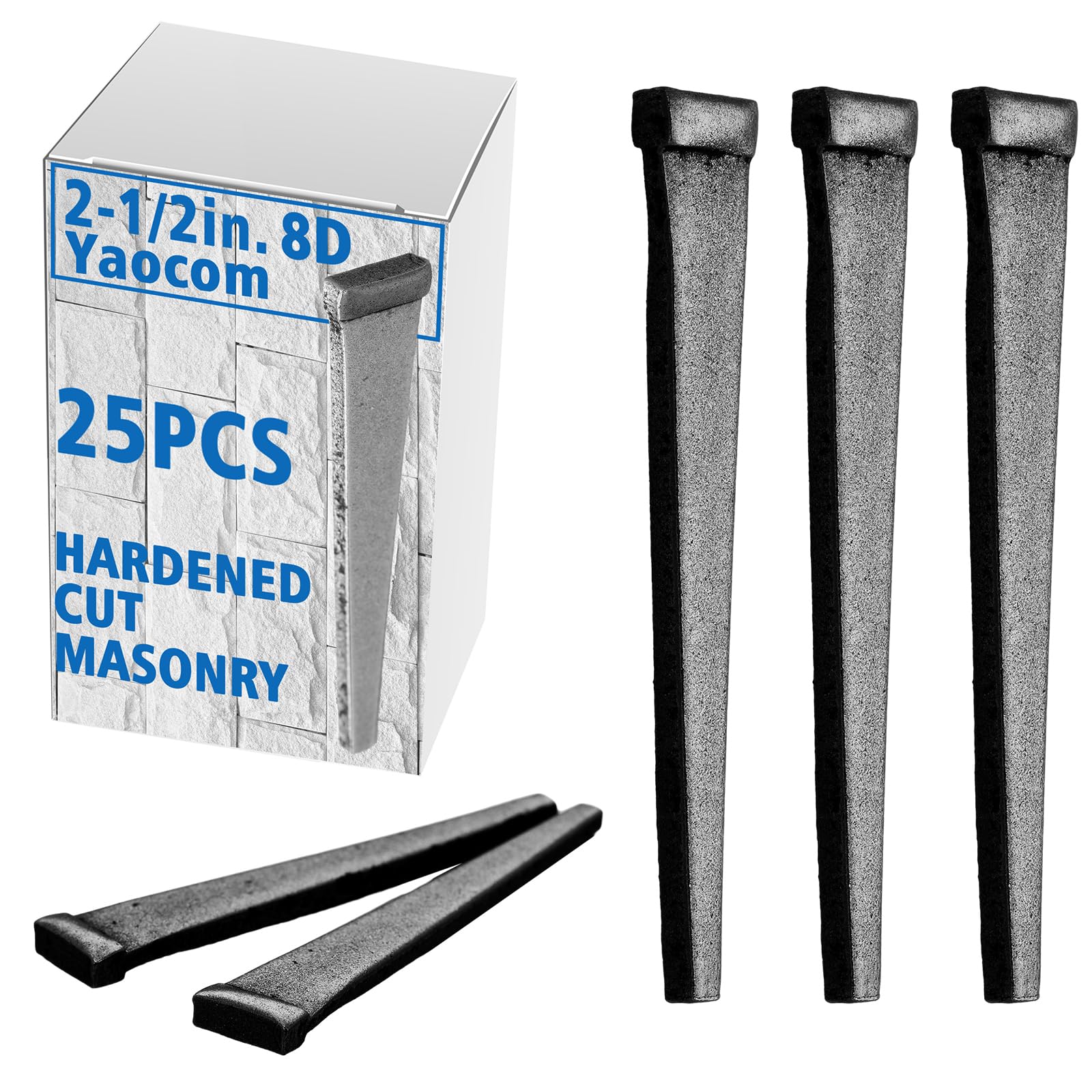 Yaocom 25 Pcs 8d(2-1/2") Hardened Cut Masonry Nail, Rose Nail Masonry