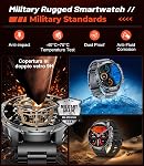 Men's Smartwatch,800mAh/5ATM Waterproof/LED Light,1.85" HD Military Style Smartwatch with Bluetooth Calling, 110 Sports Modes,24-Hour Sleep/Heart Rate/Pedometer, Android/iOS Compatible (Black)