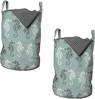 Vista 4 de Lunarable Bolsa de lavandería de tren, patrón de dibujos animados de locomotora dibujada digital con rieles de ferrocarril, cesta con asas, cierre