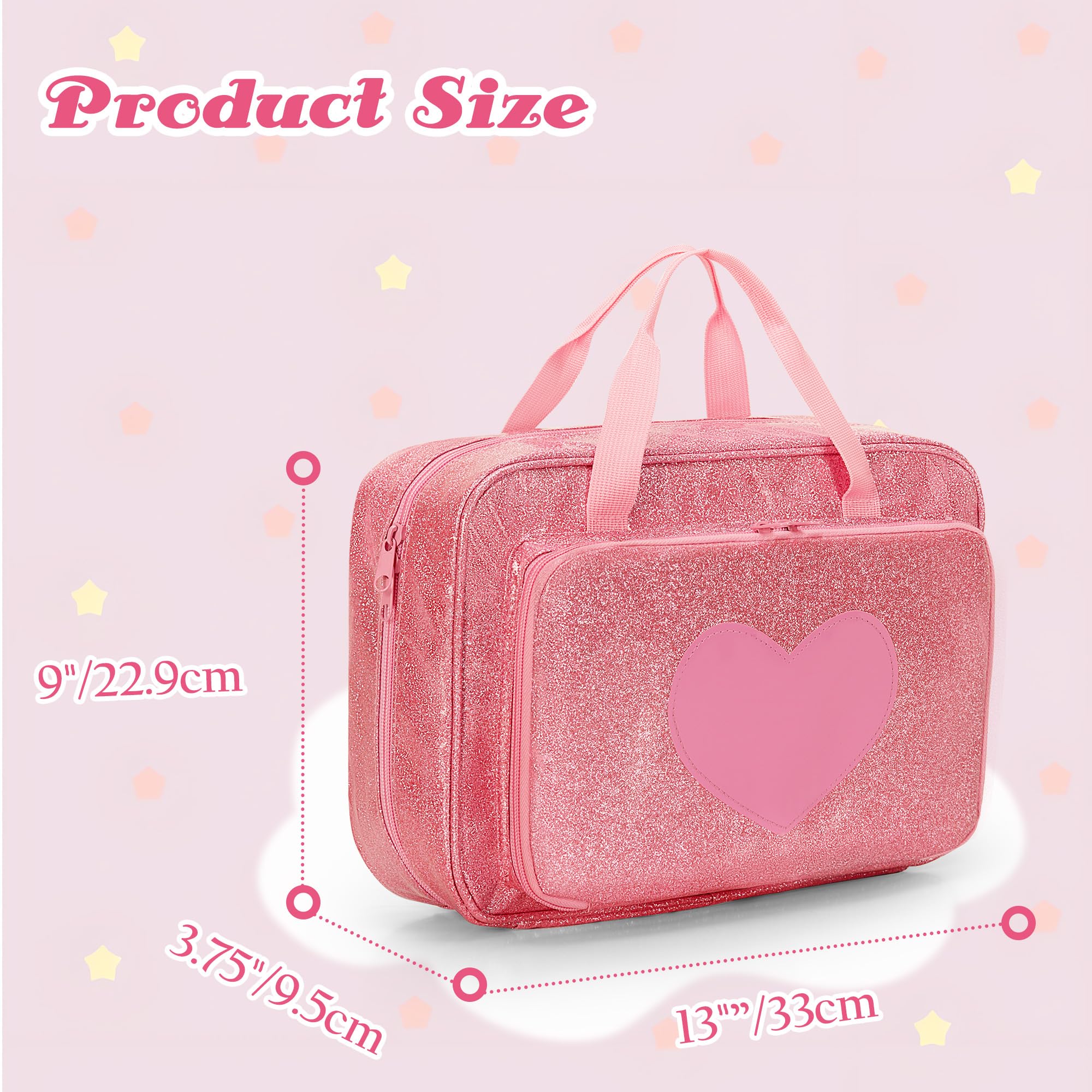 LoDrid Estuche para muñecas compatible con Barbie de 30 cm (12''), rosa | Bolsa de almacenamiento con asa y múltiples bolsillos para guardar 6 muñecas y accesorios