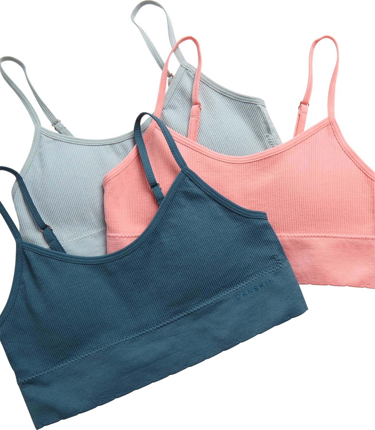 Danskin Girls Training Bras - 2/3/4 Pack Breathable Padded Bralette Underwear for Girls with Adjustable Straps (Sizes: 30-36)