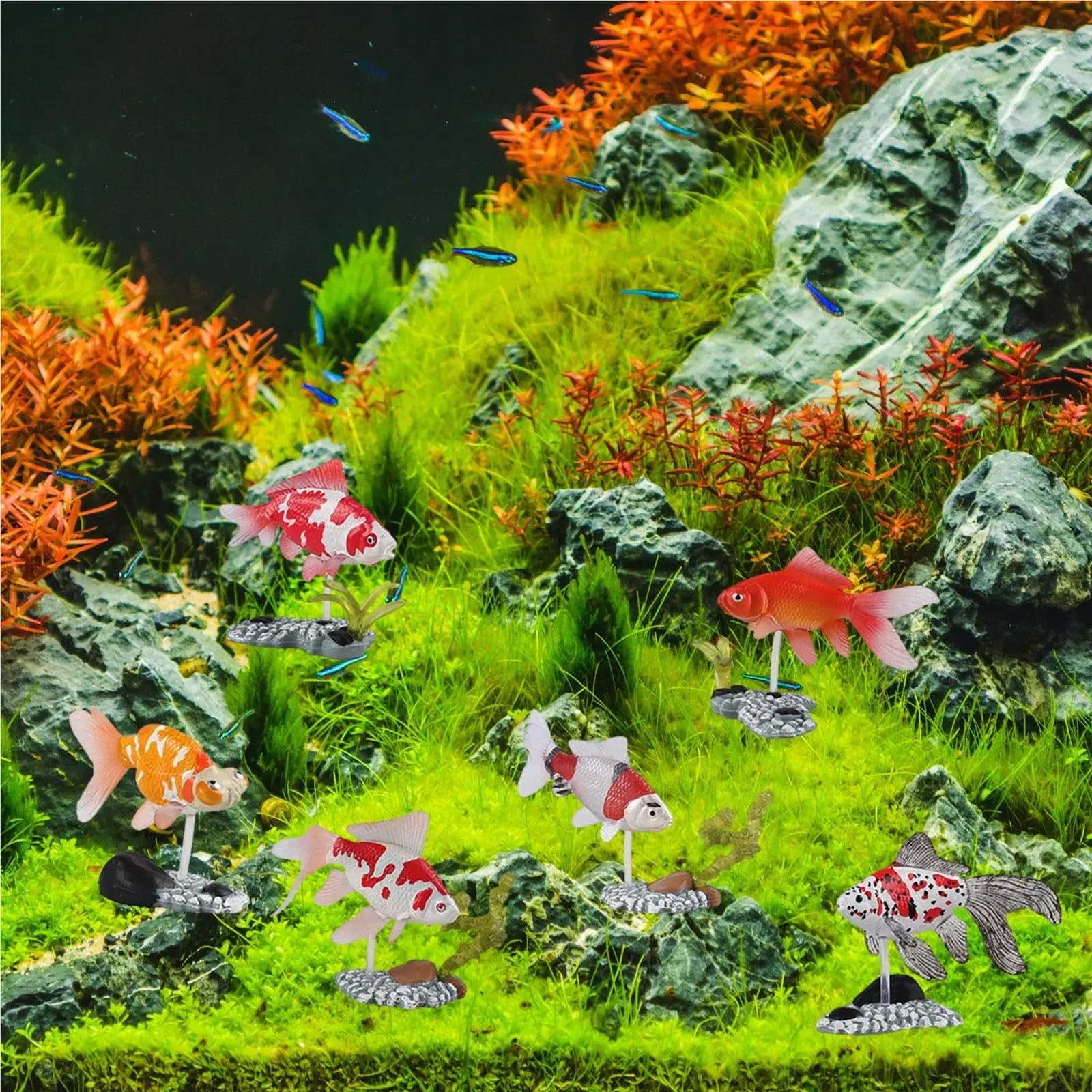 Vista de la montaña del Acuario, Paquete de 6 Adornos escondidos en la Cueva del Puente del Acuario(Type 3-6pcs)