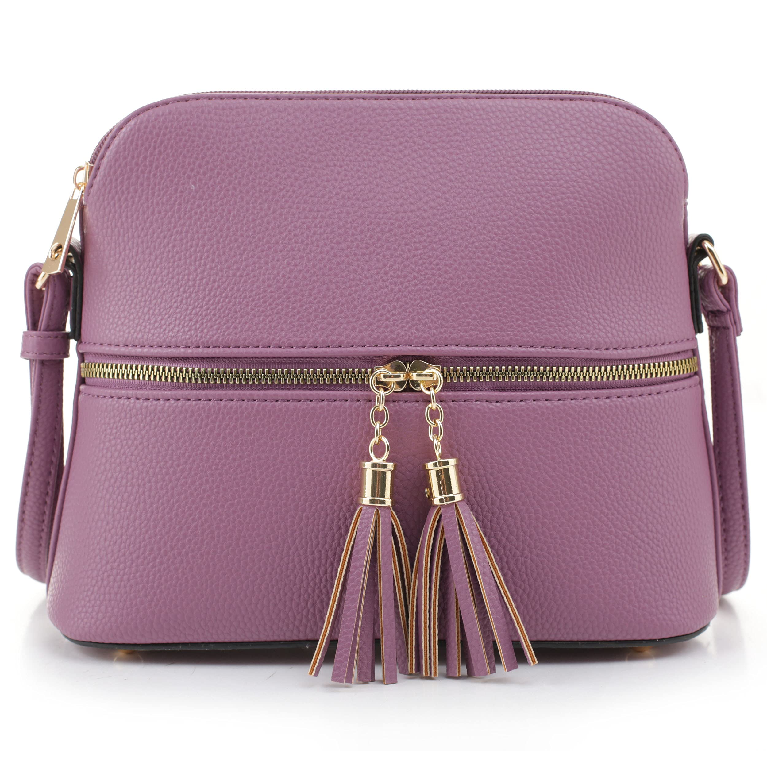 SG SUGU Lunar Lightweight Medium Dome Crossbody Bag Shoulder Bag with Tassel | Zipper Pocket | Adjustable Strap