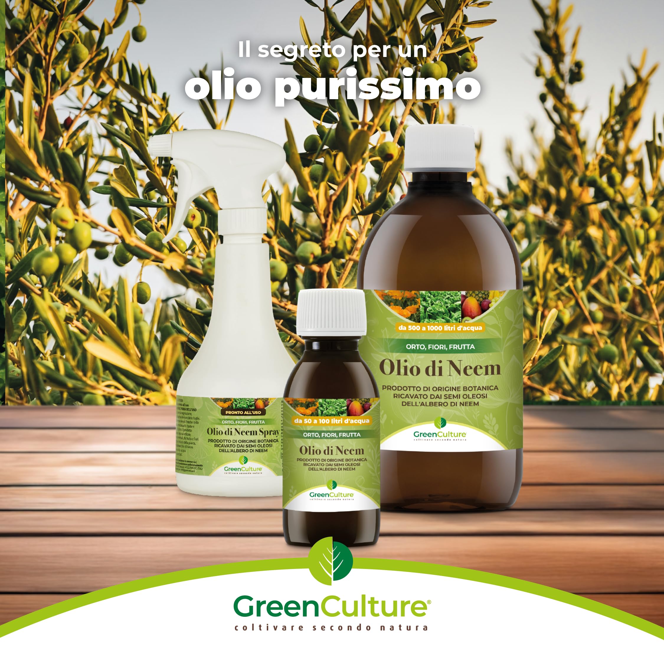 GreenCulture Olio di Neem 1000ml per Trattamento Fogliare Insettorepellente