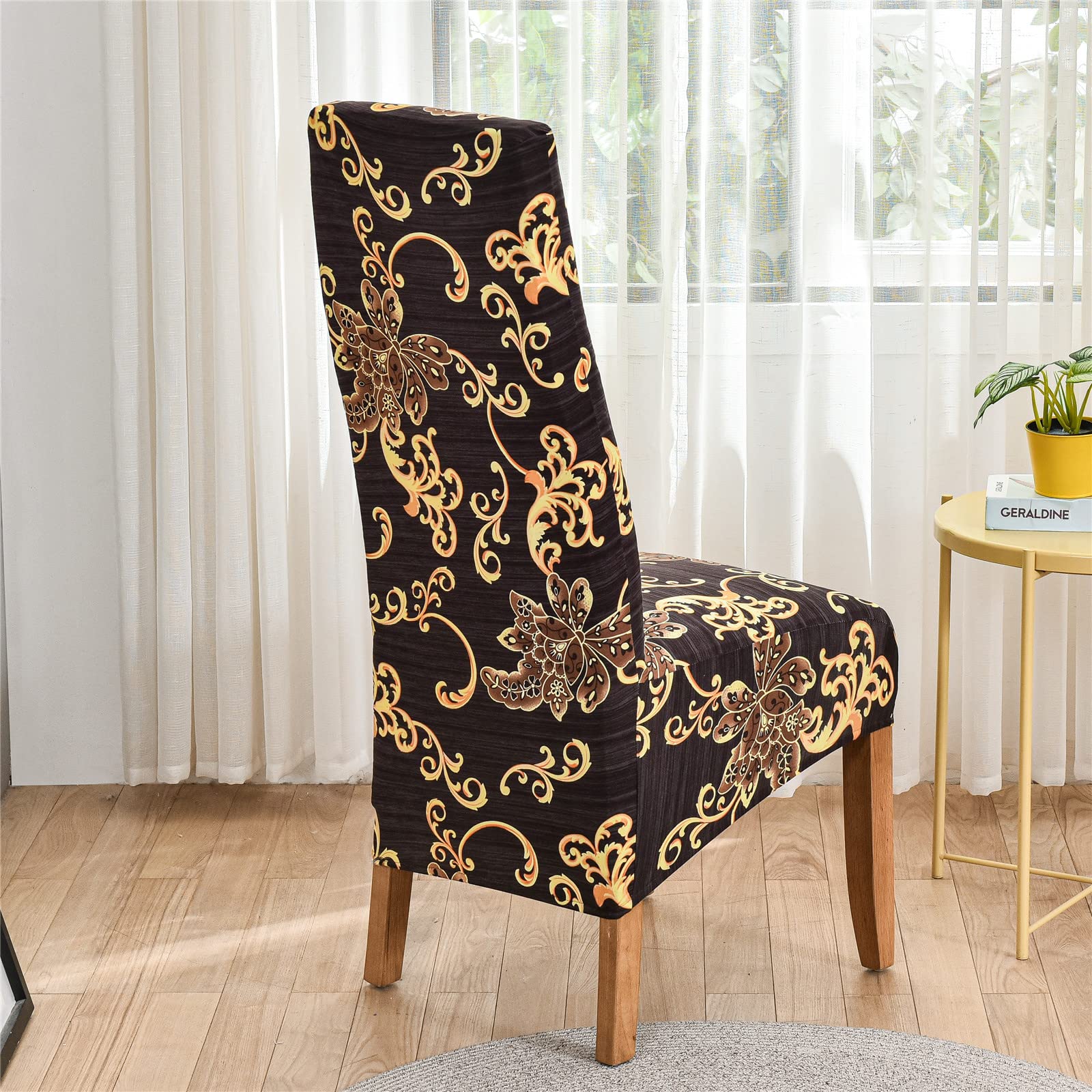 Chickwin Coprisedie XL con Schienale 1 2 4 6 Pezzi, Velluto Coprisedia Elasticizzato Universale Fodere per Sedie Fodere Coprisedia per Sala da Pranzo Wedding (Colore Champagne,6 Pezzi