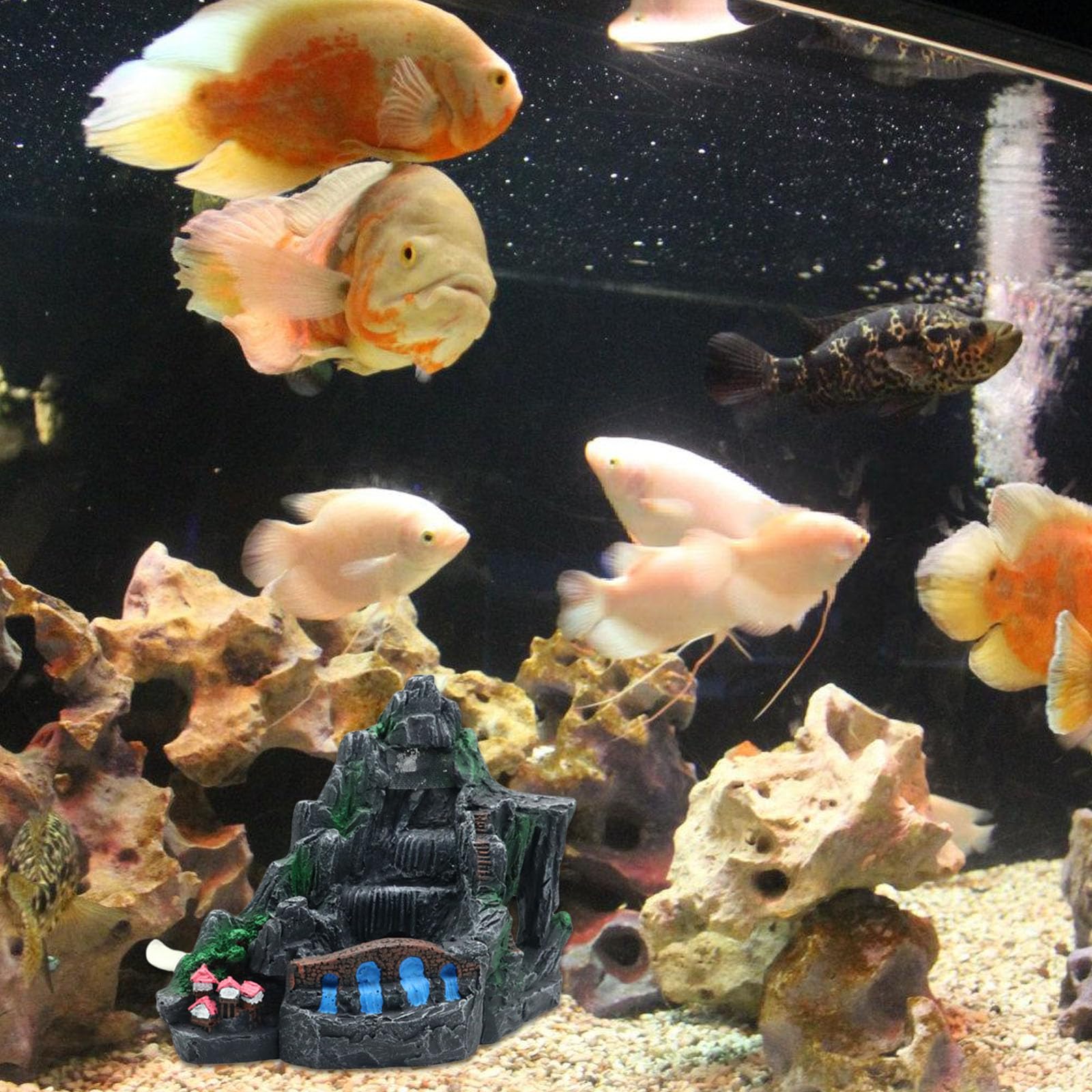 Fishtank Shrimp Ornamenti dinamici per cascate Artificiali per acquari Terrari Paesaggistica Decorazione per rifugi Decorazioni per cascate d ' Acquario in Resina