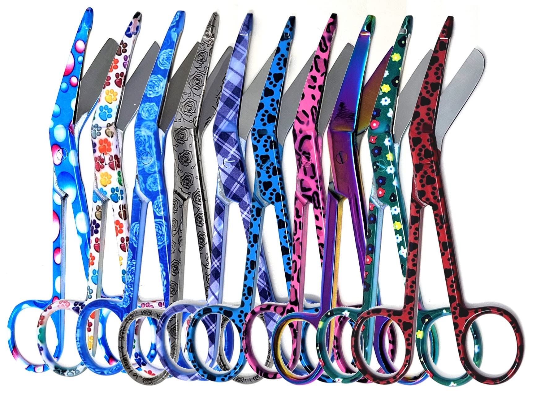Set of 10 Assorted Pattern Nurse Doctor EMT Lister Bandage Scissors 5.5" (14cm), Stainless Steel, Premium Quality-Ideal Gift (Fig 5)