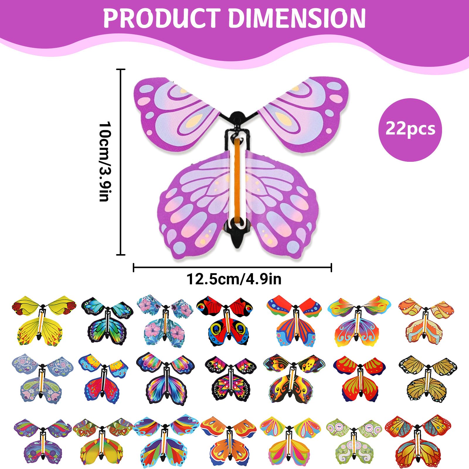 22Pcs Magic Flying Butterfly Toy Set, Hand-Spun Flight with Rubber Band, STEM Insect Lore Butterfly Garden Kit - Image 2