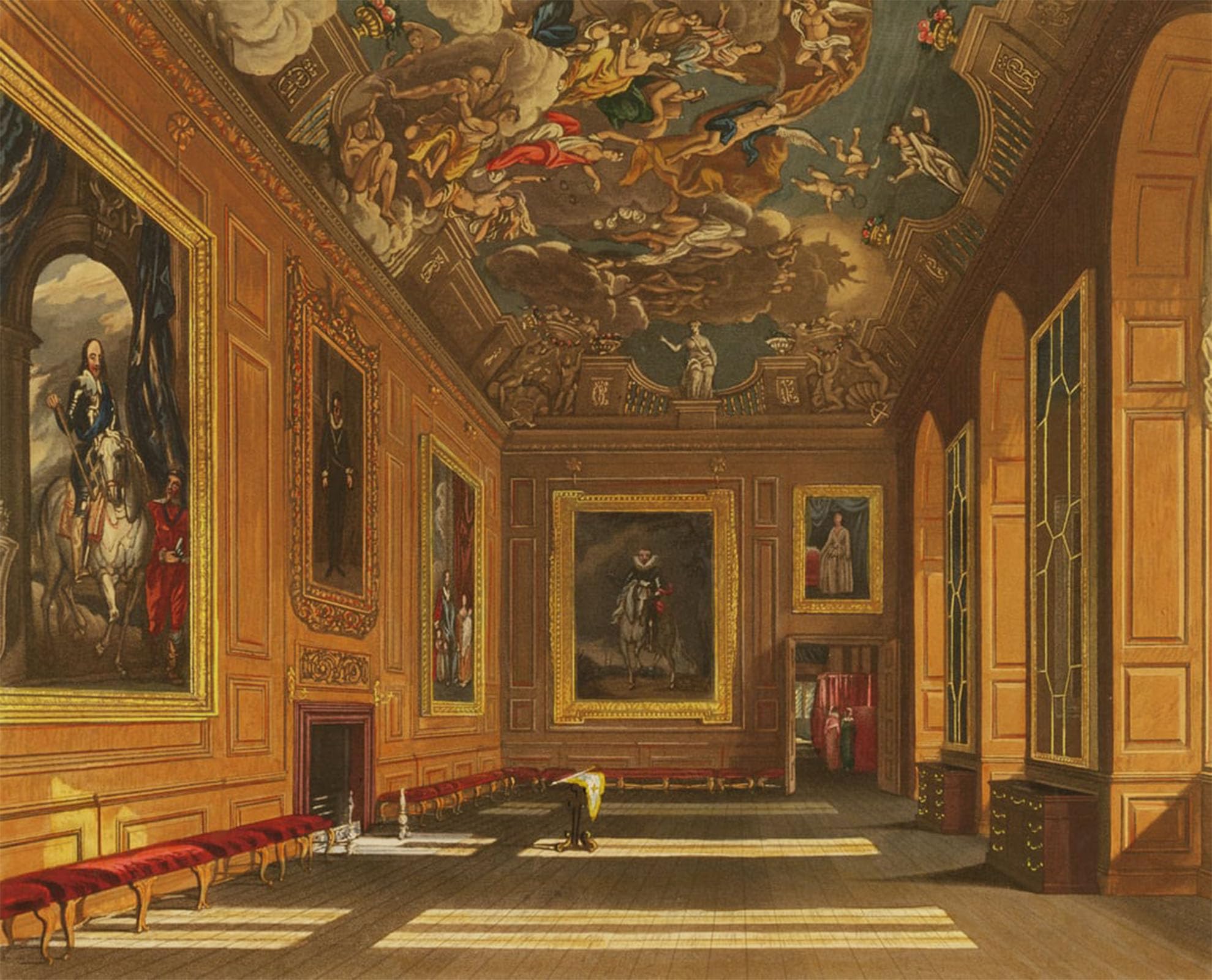 POSTERIIk Famous Modern Artwork Art Mural the Queen's Presence Chamber Windsor Castle by Charles Wild Oil Paintings Pictures for Home Decor 60x90cm