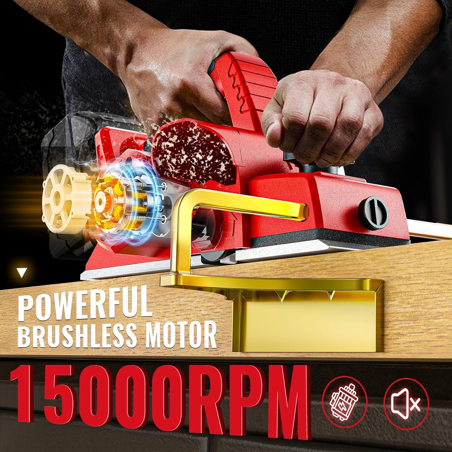Pialla senza fili compatibile con batteria Milwaukee da 18 V, 3200 giri/min, profondità regolabile da 0 a 2 mm, per mobili per la lavorazione del legno fai da te (senza batteria)