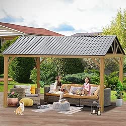 12' x 14' Hardtop Gazebo Outdoor Aluminum Gazebo with Galvanized