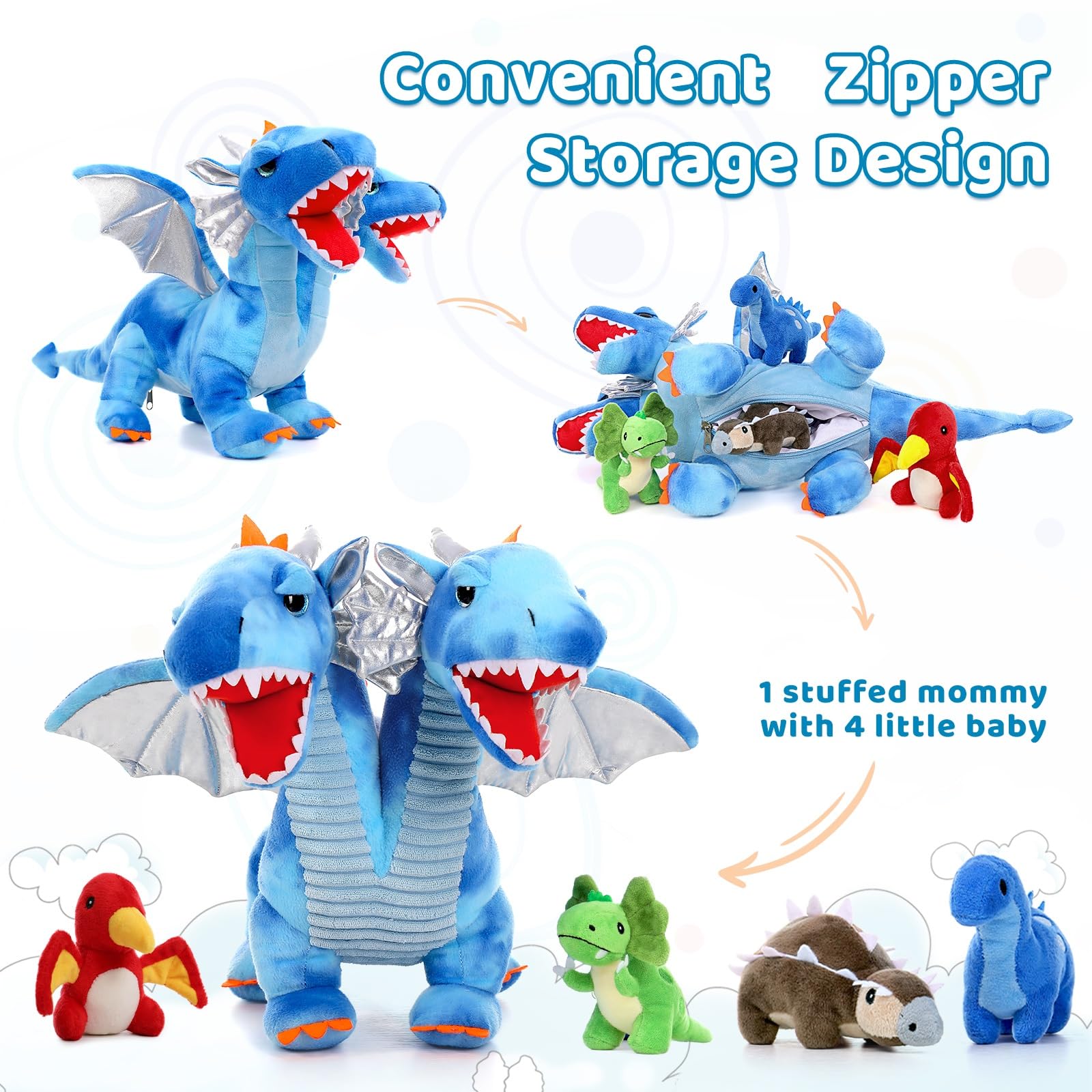 Amazon.co.jp: Tezituor 双頭ドラゴンぬいぐるみ 5個セット 恐竜