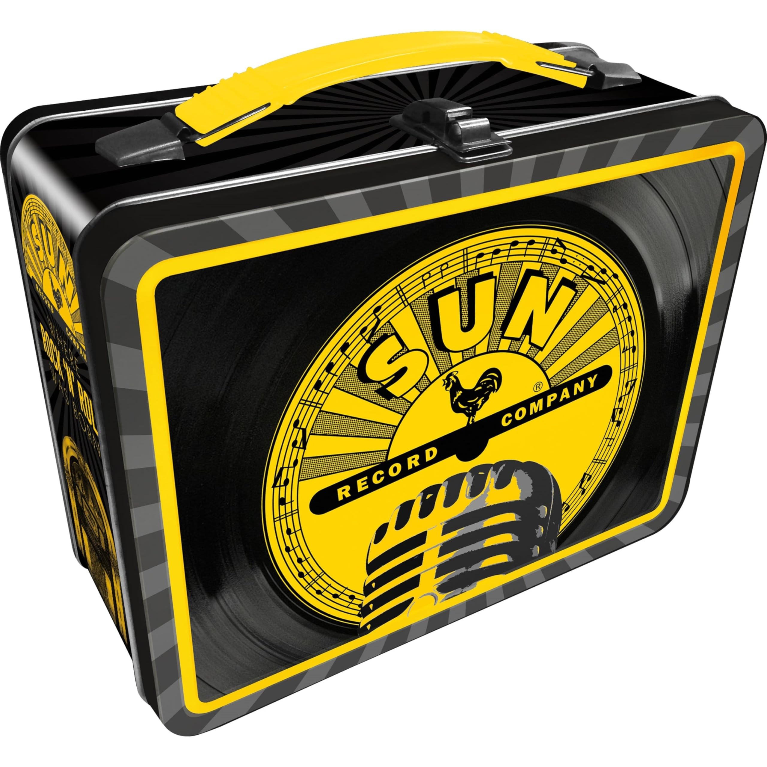 AQUARIUS Sun Records Fun Box - Sturdy Tin Storage Box with Plastic Handle & Embossed Front Cover - Officially Licensed Sun Records Merchandise & Collectible Gift
