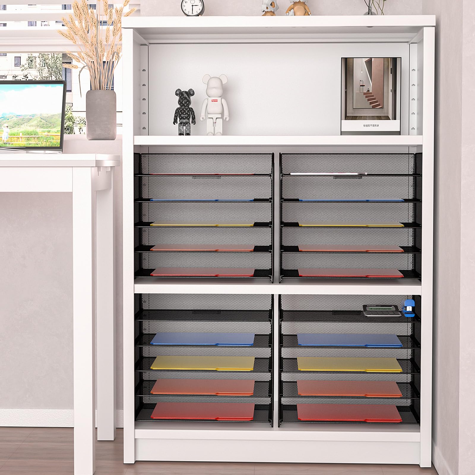 Schreibtisch-Organizer mit 5 Ebenen, Netzstoff, 1 Packung (2 Sets)