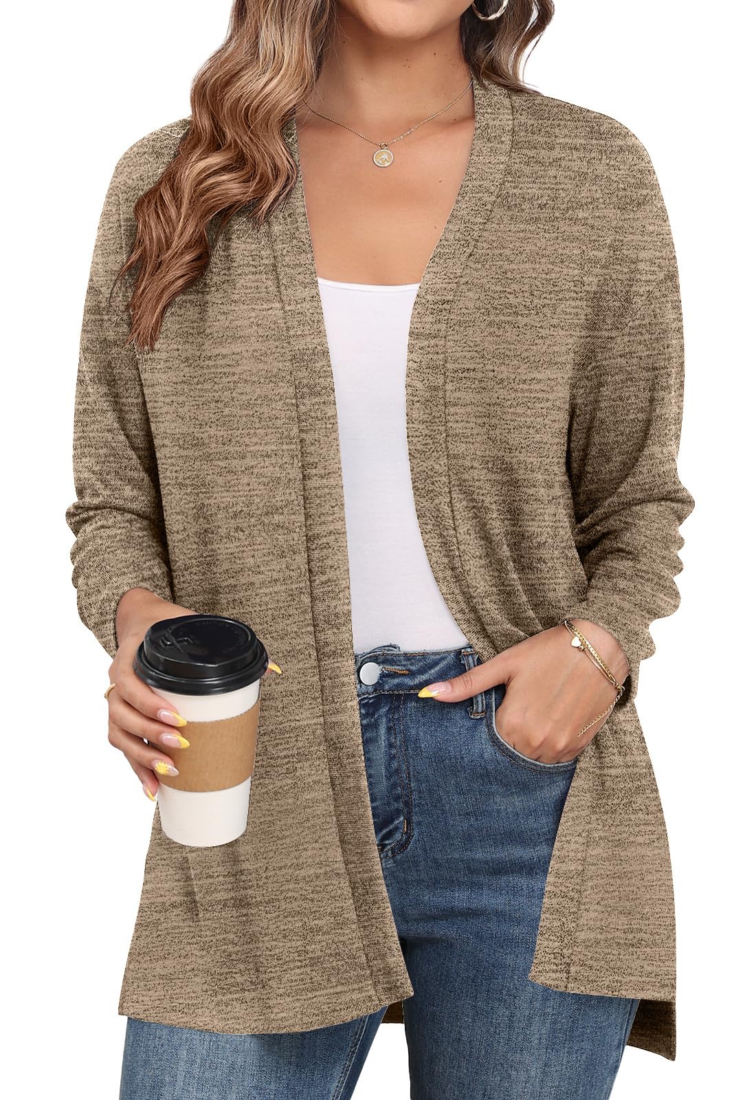 Womens Casual Lightweight Cardigans Open Front Long Sleeve Cardigan Sweaters Loose Fit