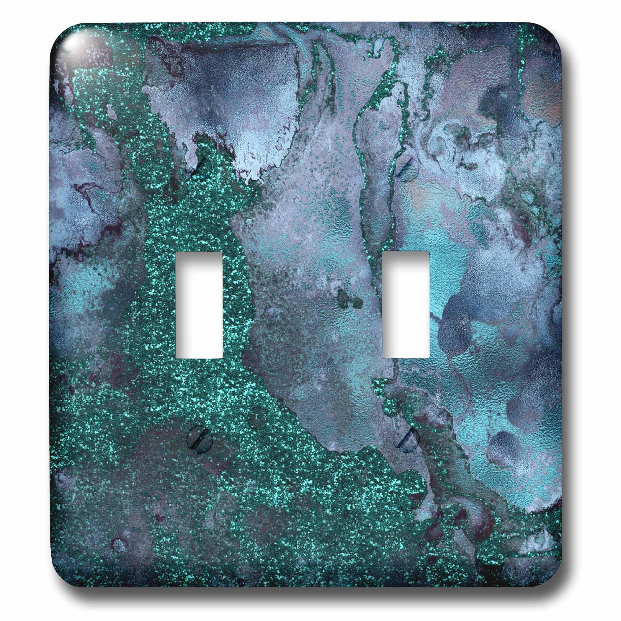 Placa de interruptor doble de tinta verde azulado 3dRose lsp_265468_2 en pack de 2
