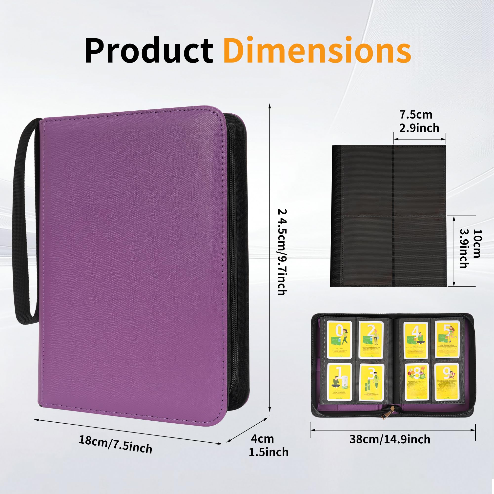 Wonderpool Card Binder A5 Album Zippered 4-Pocket Trading for 240 Cards, Leather PU Card Holder Collection Storage Folder - Image 2