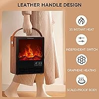 Vista 3 de Portable Electric Fireplace Heater for Indoor Use,Fake Fireplace Space Heaters 1500W High Power,Small Fireplace with Realistic 3D Flame Effect,Mini