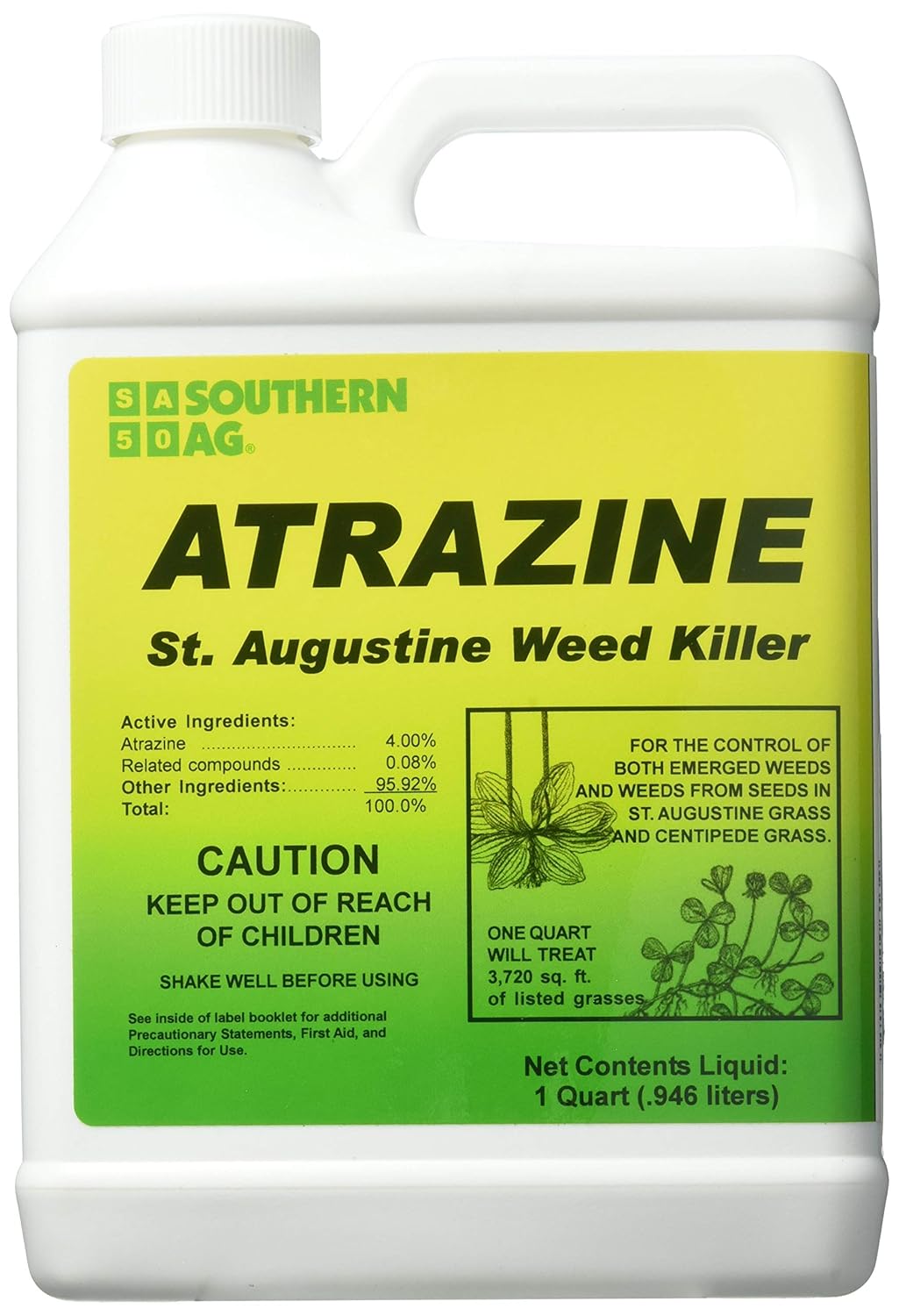 Southern Ag 006130 Atrazine St. Augustine Weed Killer 32oz Specialty Herbicide, 