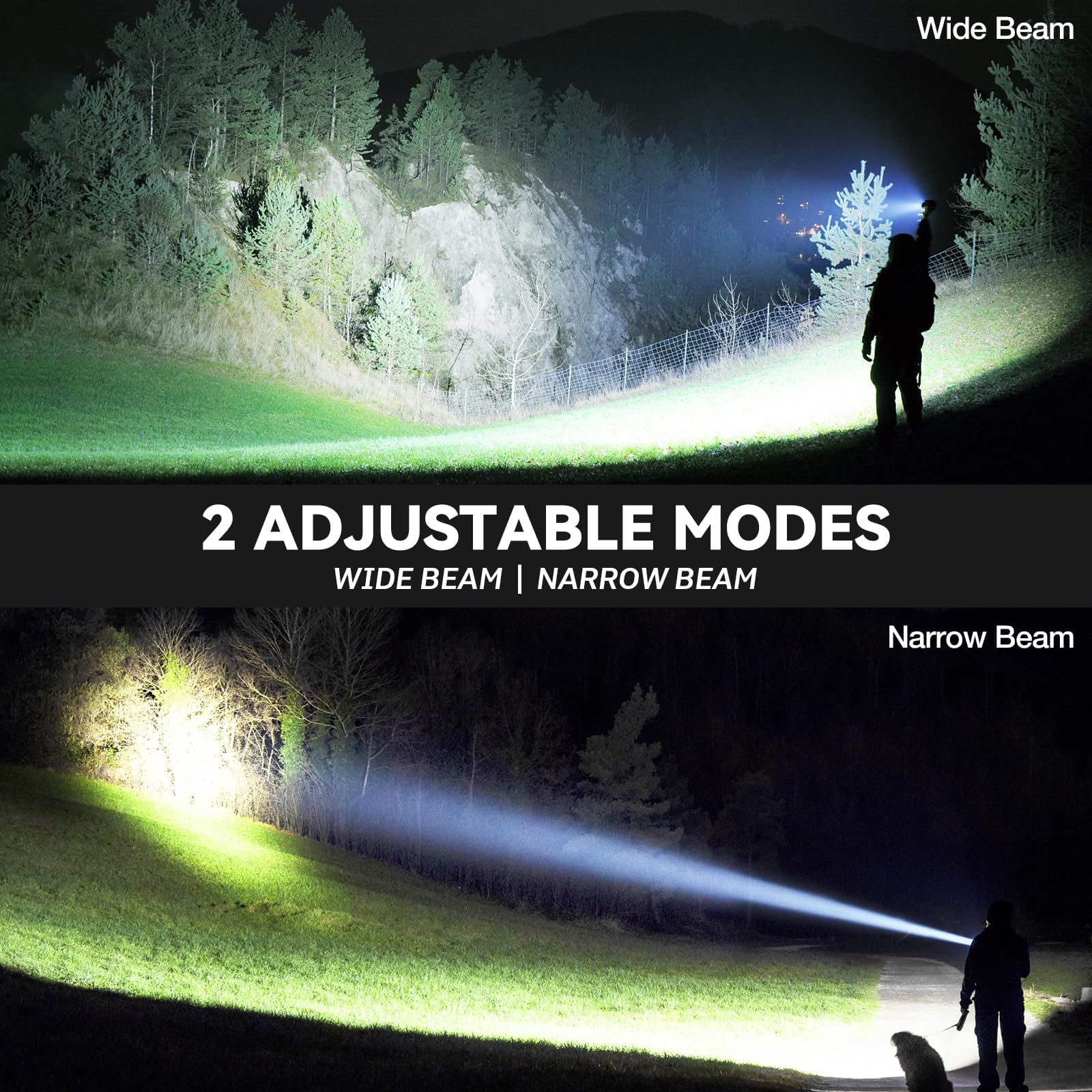 ALSTU Rechargeable 90,000 Lumen Flashlight 2-Pack – Super Bright LED, 7 Modes, IPX7 Waterproof