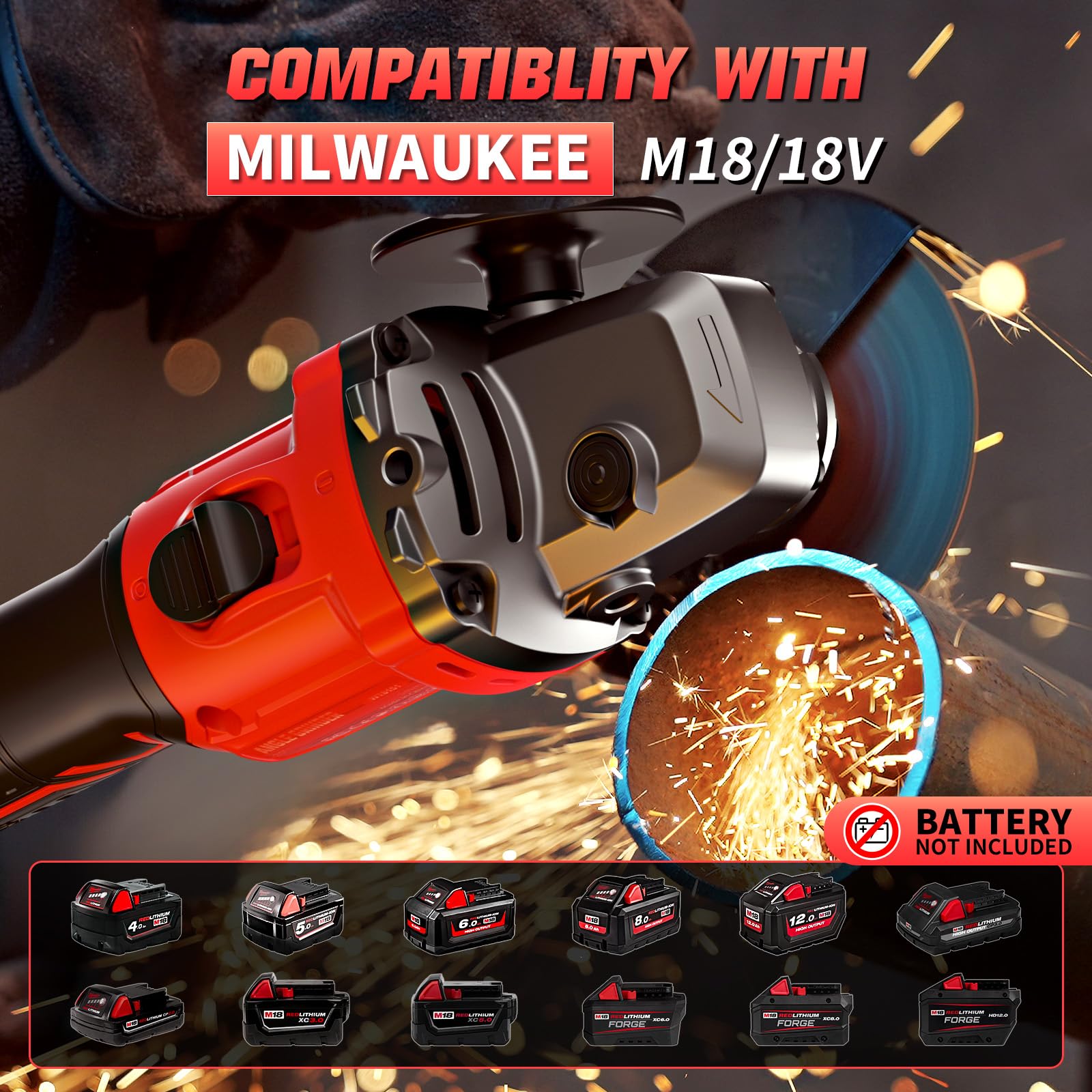 Szlifierka kątowa 4-1/5.1 cm bezprzewodowa do akumulatora Milwaukee 18V/M18, 6 zmiennej prędkości, bezszczotkowa szlifierka kątowa, elektronarzędzia do cięcia, szlifowania, polerowania (tylko