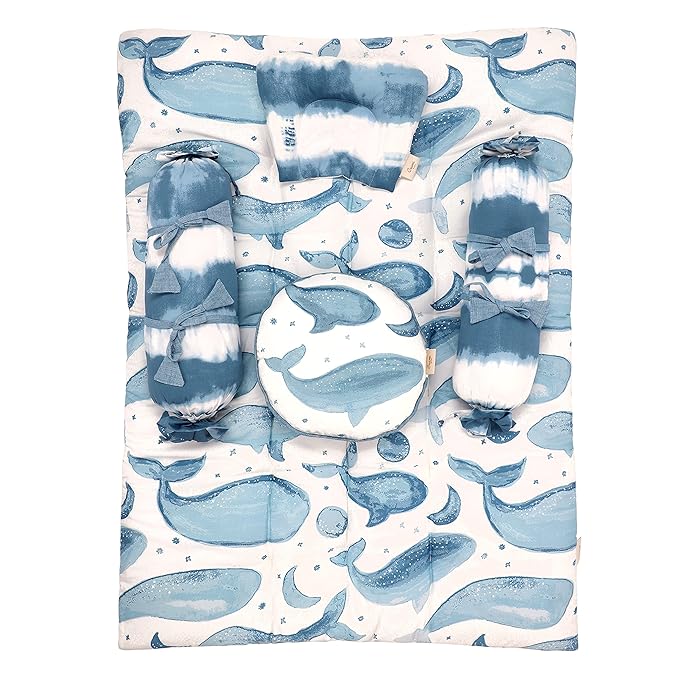 Crane Baby 5-Piece Mattress Set, Caspian Collection (0-2 Y, 88 x 60 x 7 cm, Blue)