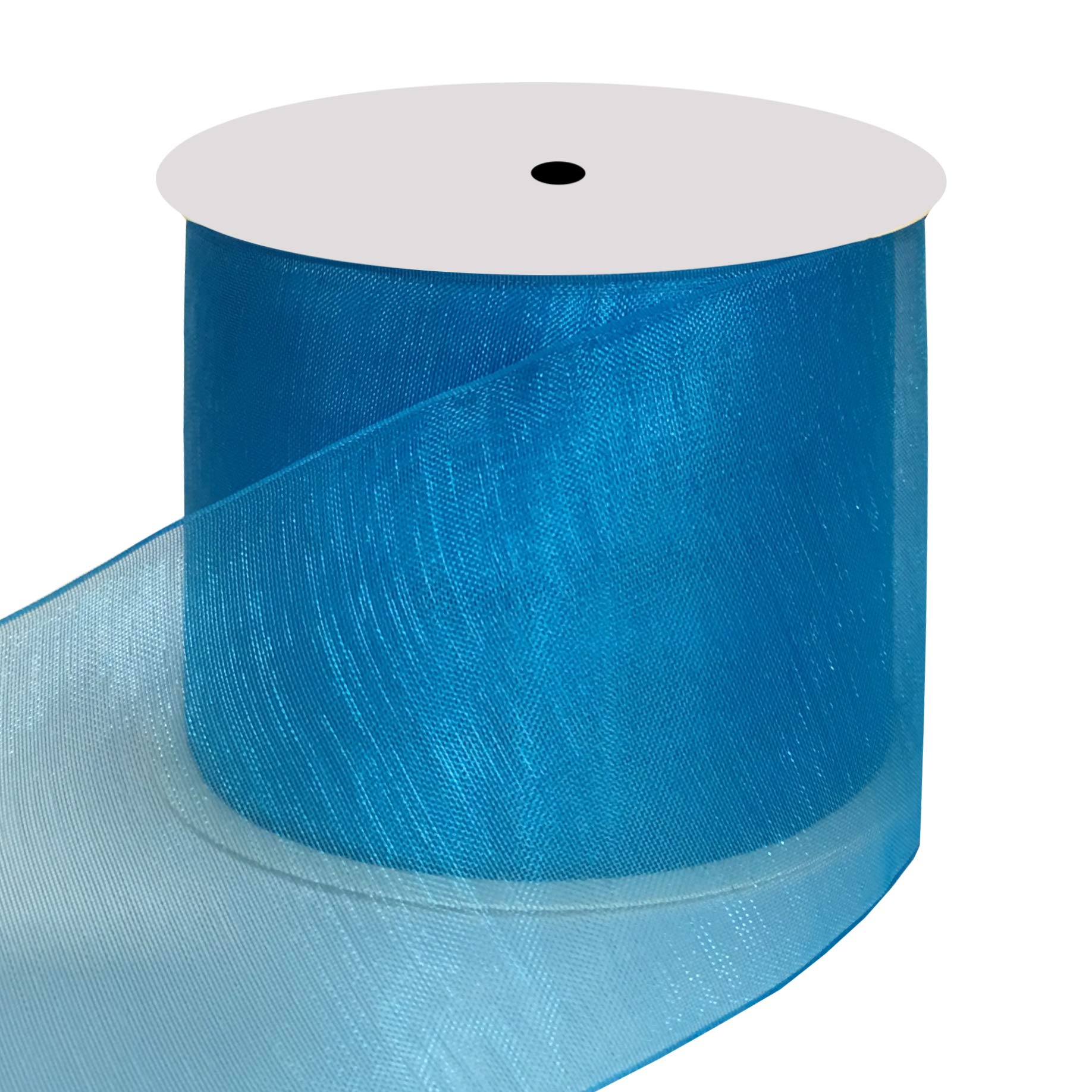 DUOQUDUOQU 2 inch Wide Shimmer Sheer Organza Ribbon 20 Yards 2 inch wide and 20 yards length Dress Blue 54400-050-373-J-20-Y