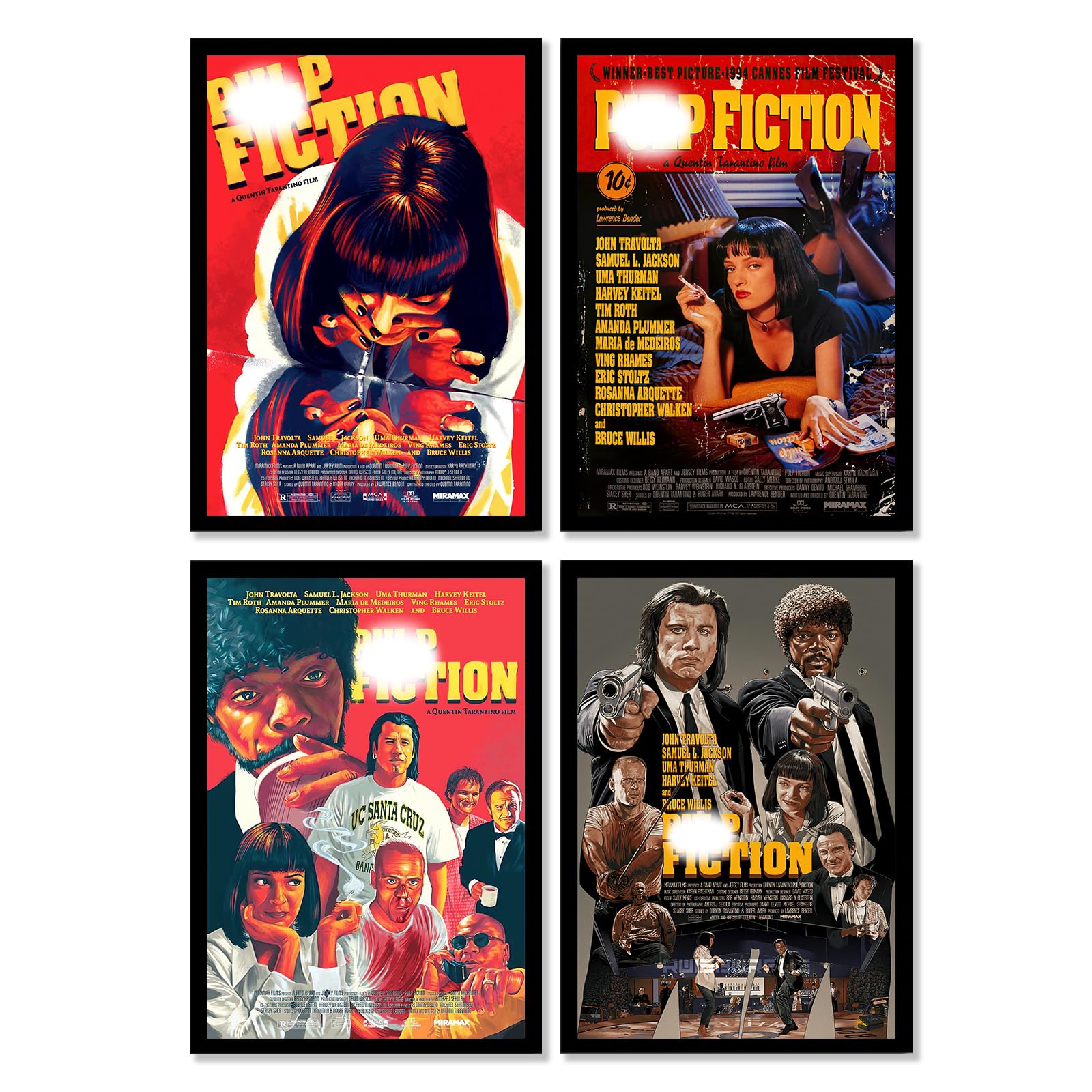 JayPerArt Pulp Fiction Poster (4 Pcs 11.5 * 16.5 inch) for Room Aesthetic, Wall Art for Room Decor Merch Stuff Prints HD Posters for Fans Unframed