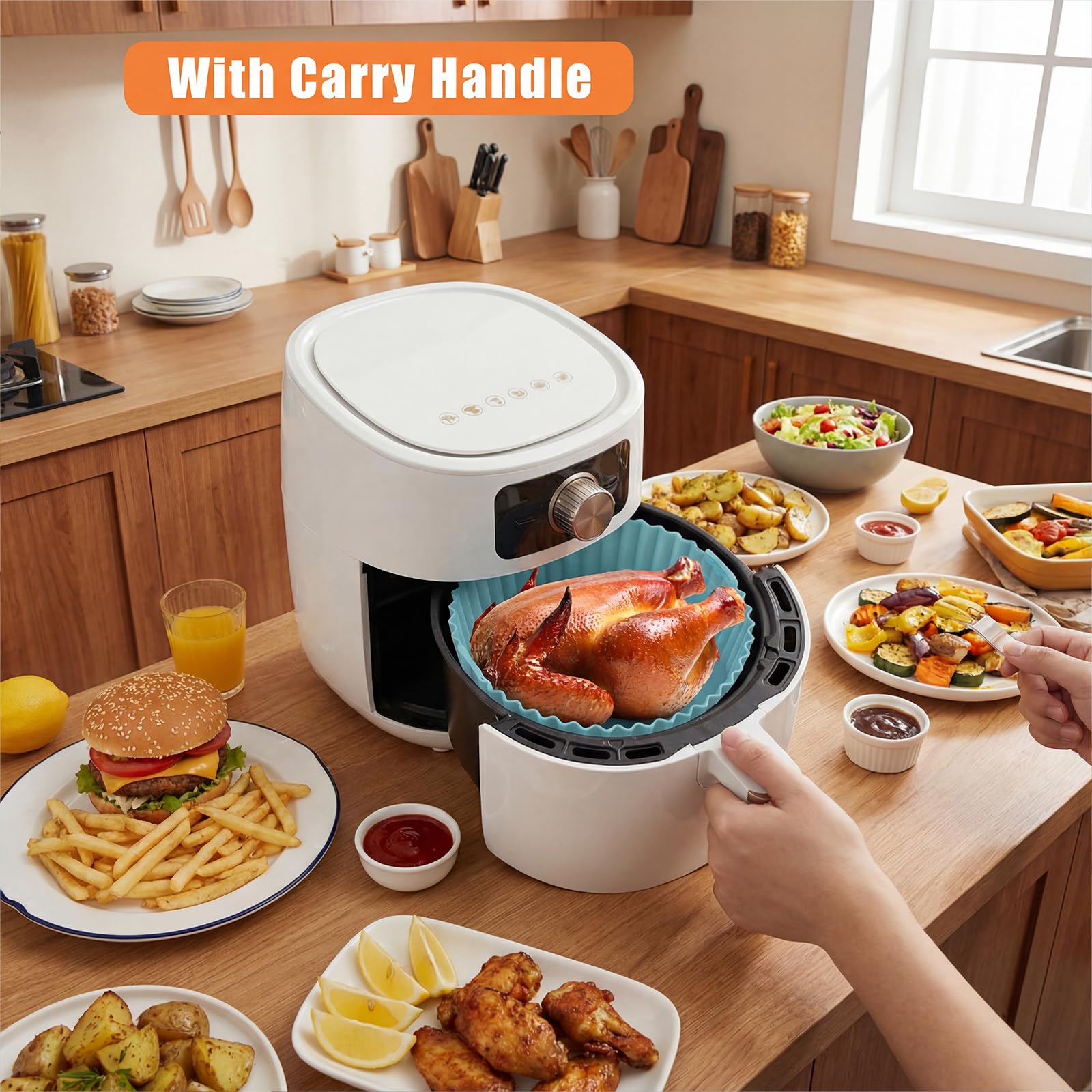 Moule Silicone Air Fryer 15cm Pour COSORI 2L Et Midea 2L - 2 Pièces Réutilisables Accessoires Friteuse