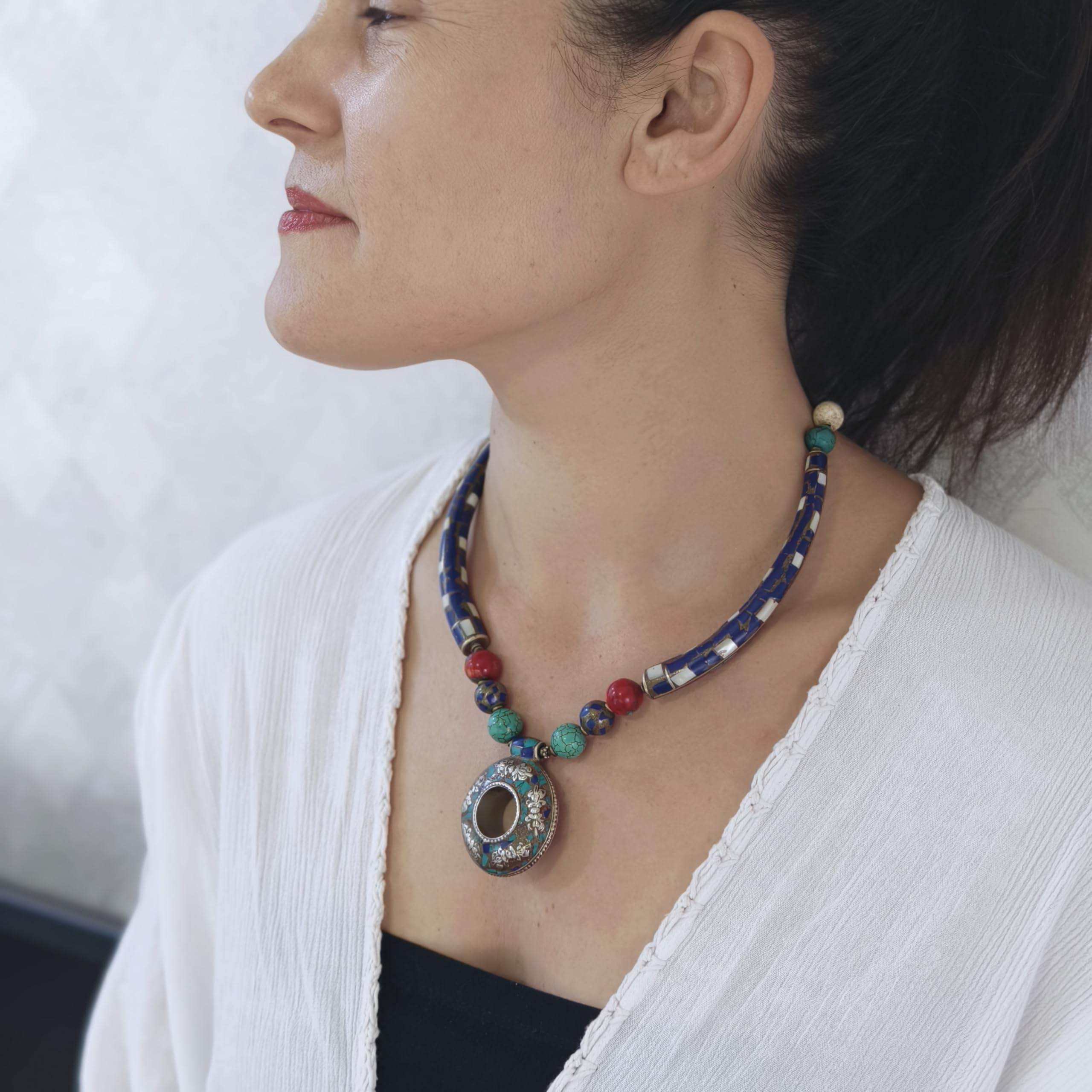 Pendente Kragen Boho Statement Rotondo Collana Etnica