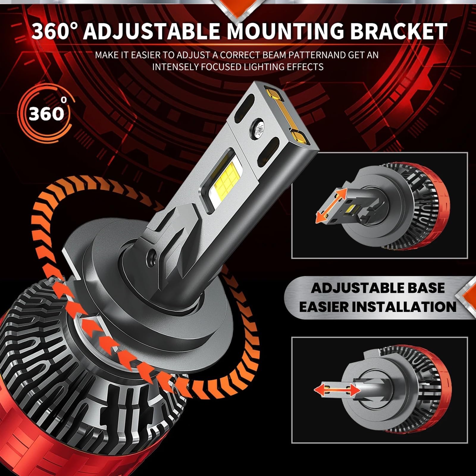1200W 1000000LM H4 LED H7 Faros de Coche 6000K Faro H1 Led H11 H8 H3 HB3 9005 HB4 9006 9007 9008 H13 9012 HIR2 H9 Luces de Coche (Color : 6000K, Size : H1)
