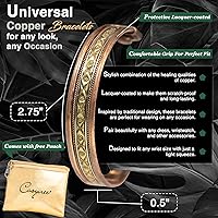 cosynee Premium Tibetan Copper Bracelets Set of 4 - 99.99% Pure Adjustable Unisex Cuff Bangles, Vintage Style for Men & Women with Gift Pouch