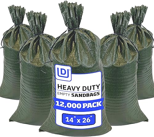 Miniatura 15 de DURASACK Bolsas de arena resistentes con cuerdas de amarre, bolsas de arena de polipropileno tejidas vacías para control de inundaciones con 1600