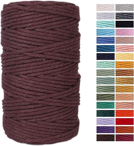 Miniatura 74 de Cuerda de macramé gris de 0.118 in x 109 yardas, cuerda de algodón de colores para colgar en la pared, colgadores de plantas, manualidades, tejer