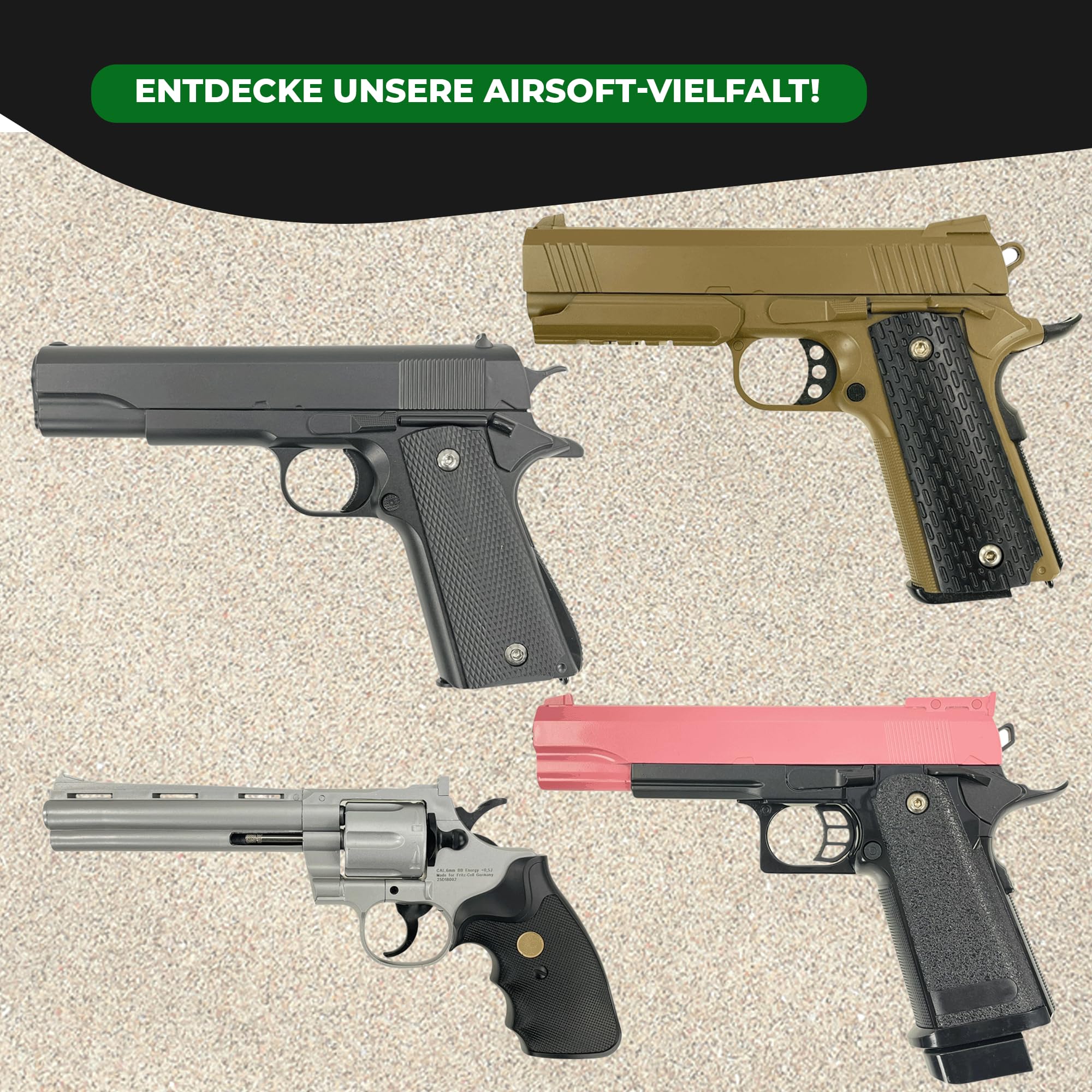 Fritz-Cell Set Airsoft Gewehr Elektrische Softair Waffe 0,5 Joule 6 mm inkl. 500 Premium BB's 0,20g Munition