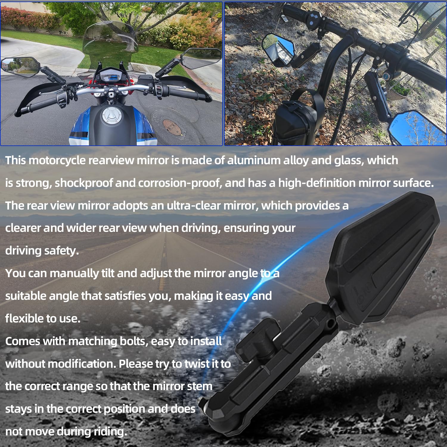 1 coppia di specchietti retrovisori per moto, accessori per moto, pieghevoli, specchi retrovisori universali, lega di alluminio, per la maggior parte delle moto, dirtbike, scooter, quad, ATV