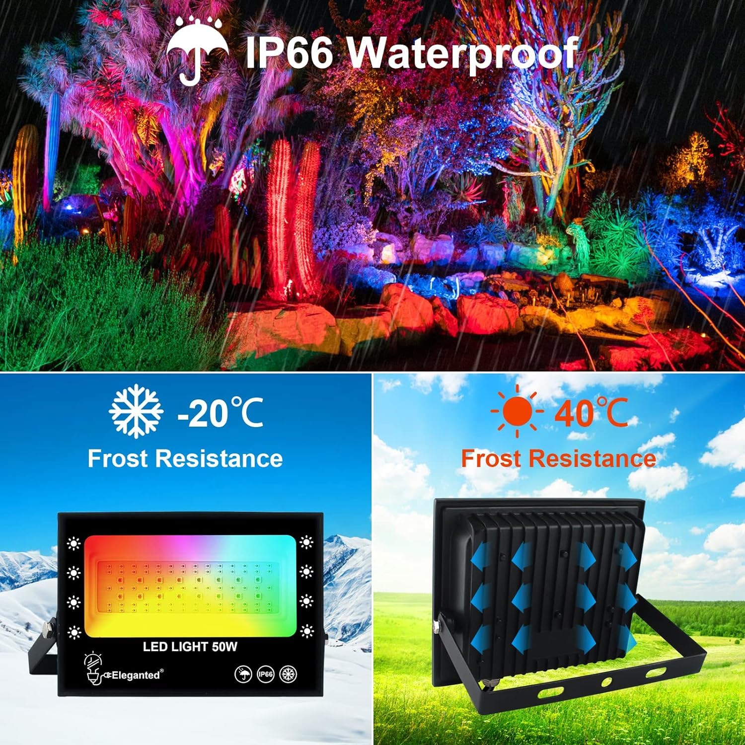 50W Projecteur LED Couleur + UV Lumière Noire 2 en 1, étanche RGB LED Spot Extérieur 395nm Black Light for Halloween lampe fluorescente Garden Party,2pcs